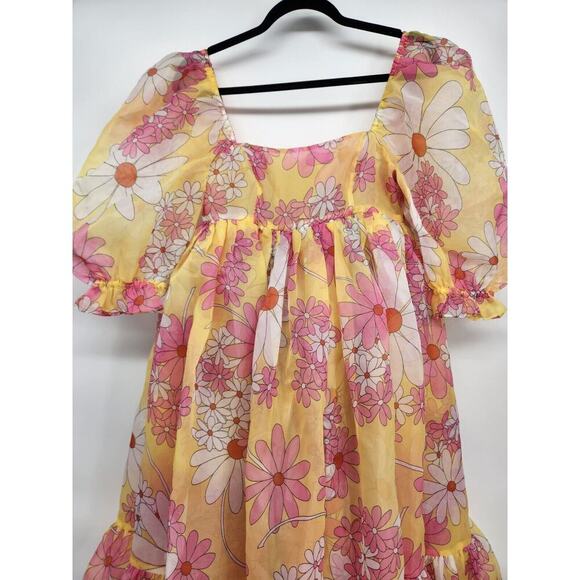 NWT Selkie French Puff Floral Midi Dress Size Small The Goldie #2C501 - Picture 4 of 13